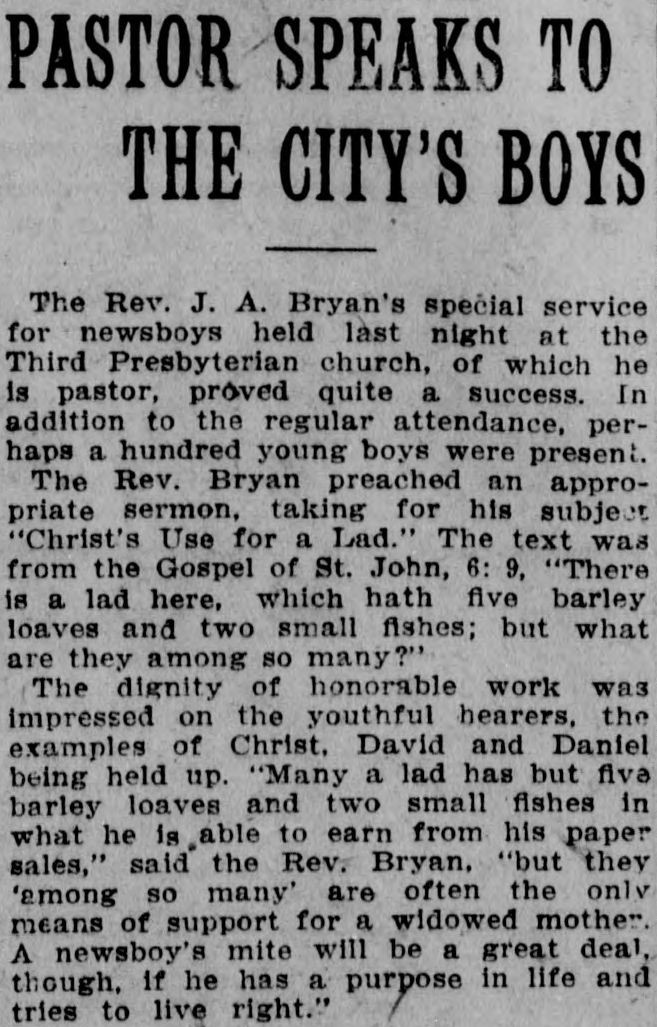 Pastor Speaks to the City's Boys